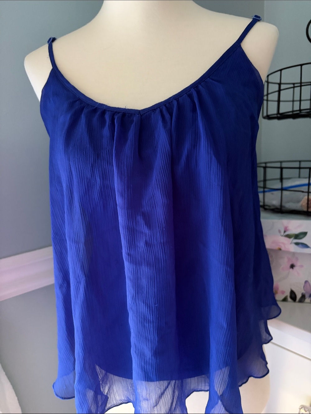 Women’s Royal Blue Spaghetti Strap Chiffon Tank Top